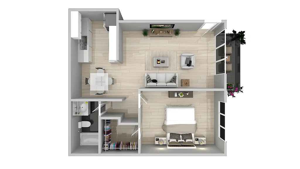 Floor plan One Bedroom One Bath