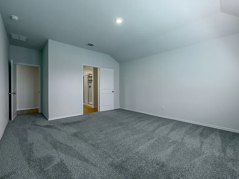 Large primary bedroom with ensuite bathroom with walk in shower