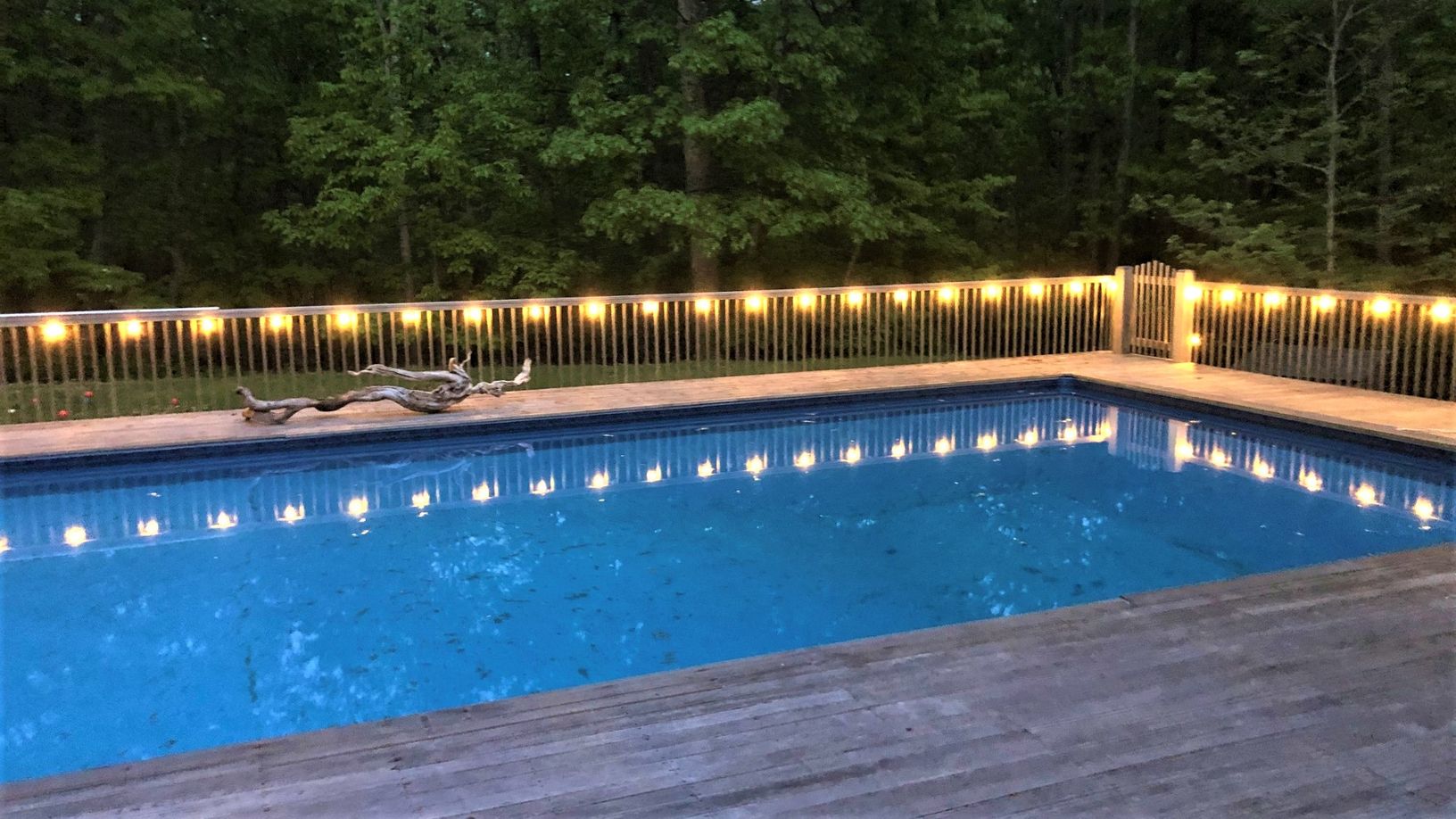  Outdoor lighting around the pool and in the woods