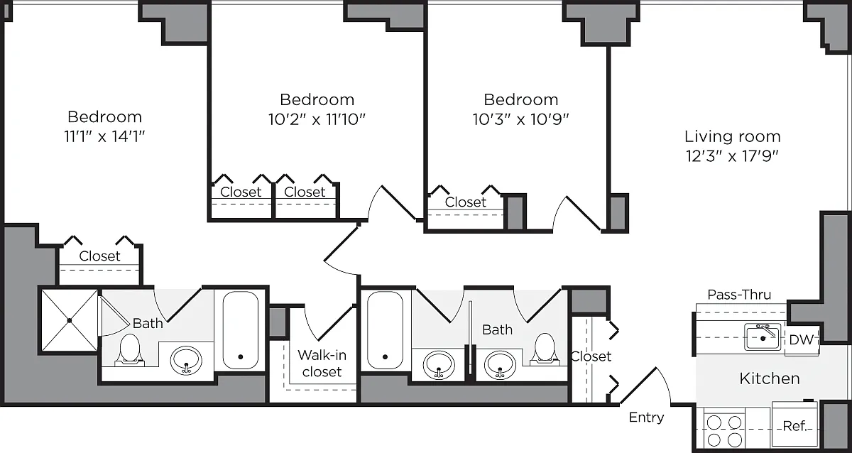 Floor plan 3 Bedroom B