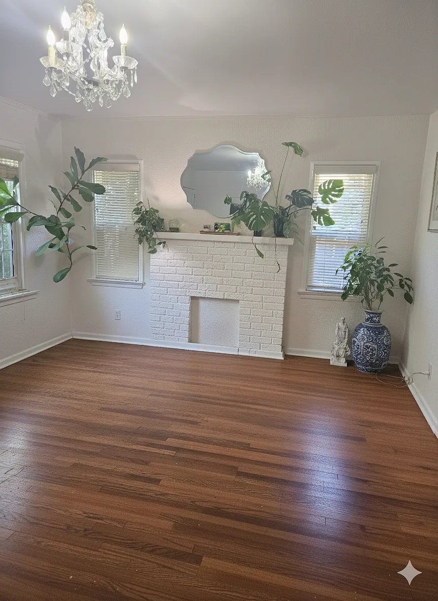 Large, filled with light and windows, includes chandellier, wood floors and flow through to the dining room - 430 S Oakhurst Dr