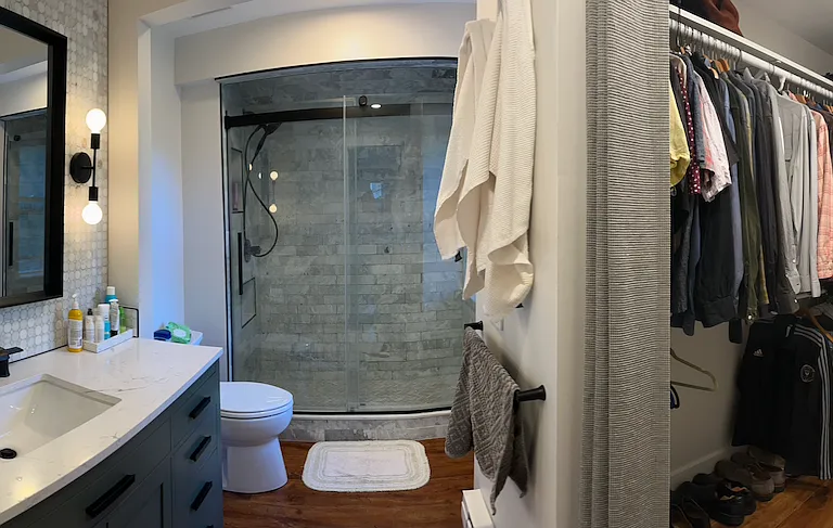 Master bathroom and walk-in closet
