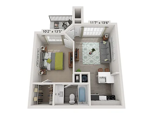 Floor plan 1x1 540 sqft