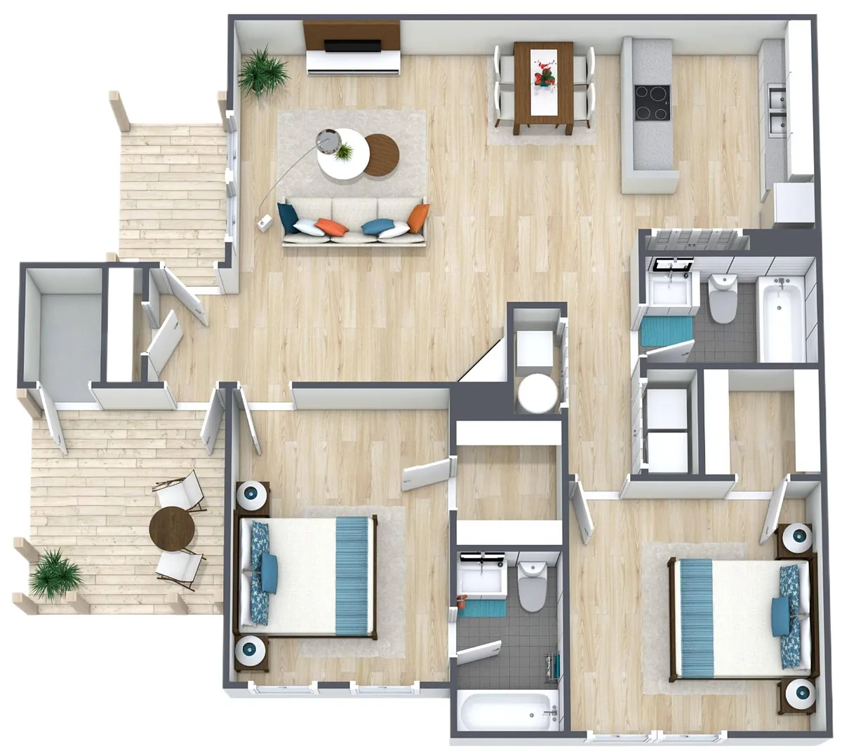 Floor plan 2BR - 2BTH Renovated