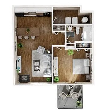 Floor plan 1 Bed x 1 Bath