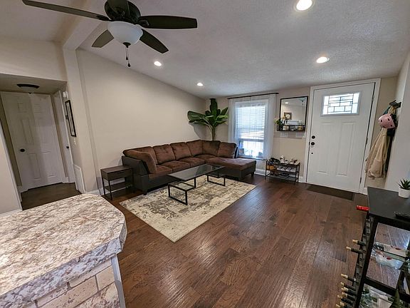 Living showing front door