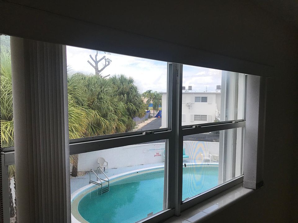 View from bedroom over the pool area.
