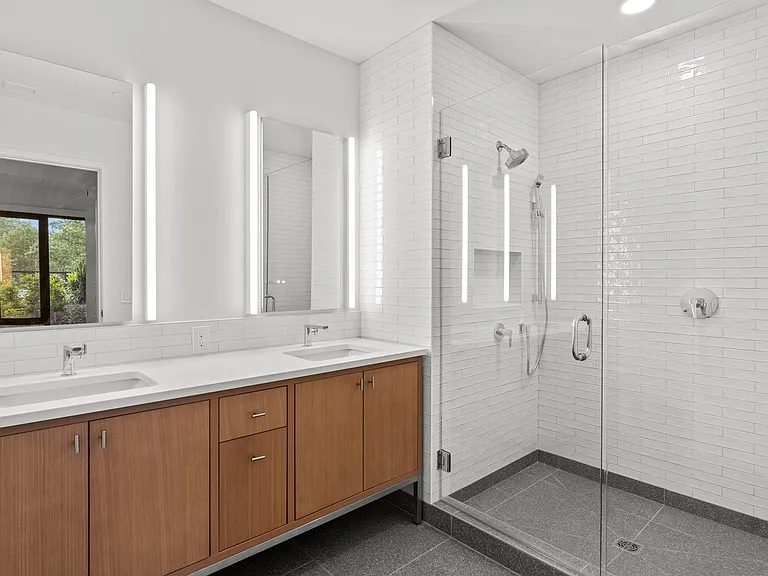 Large double vanity and walk-in shower