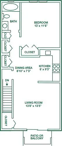 Floor plan 1BR 1BTH