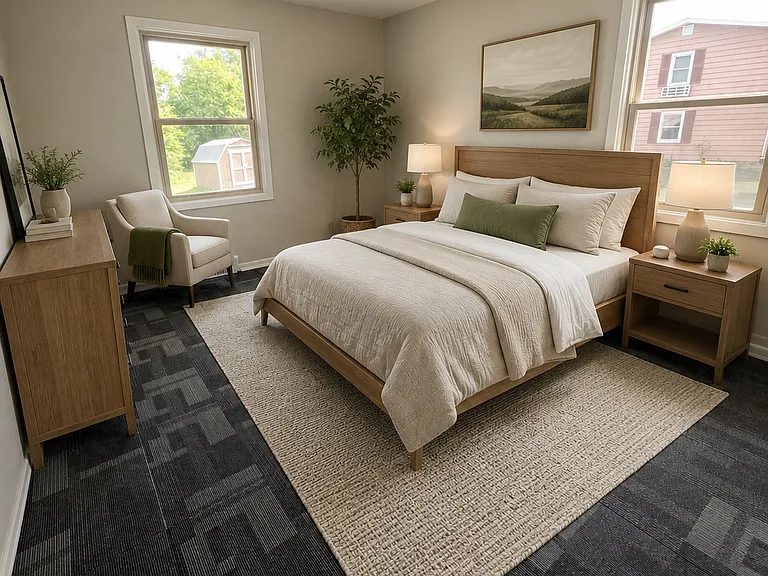 Bedroom One 12' x 13' staged