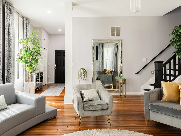Living room view to front door