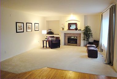 Large family room opens to kitchen