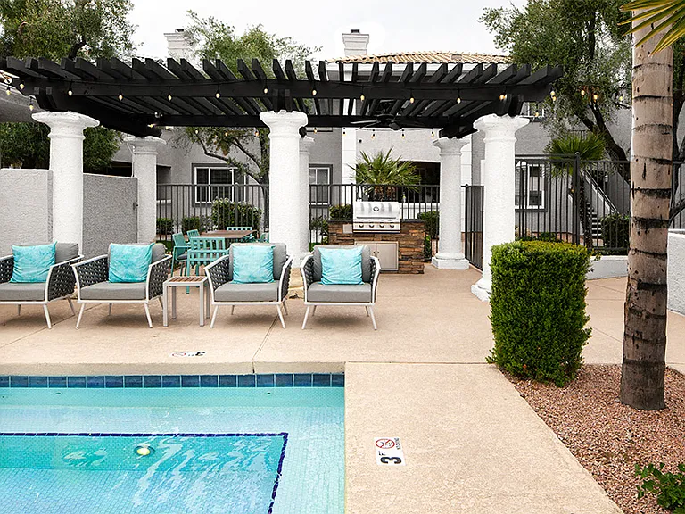Outdoor spa and grilling areas