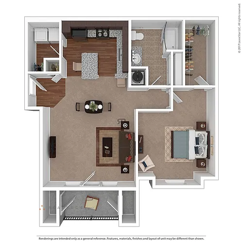 Floor plan 1 BD Premier