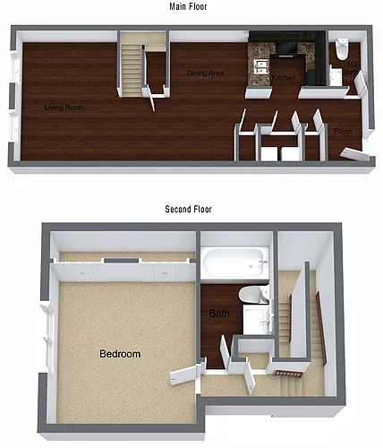 Floor plan One Bedroom Brownstone