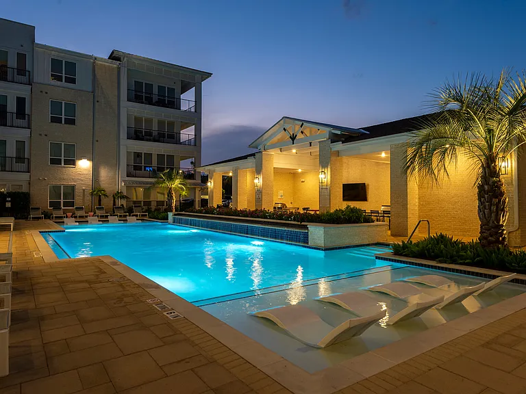 Sparkling Swimming Pool at Night