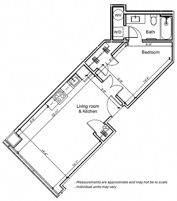 Floor plan 1BR 1G