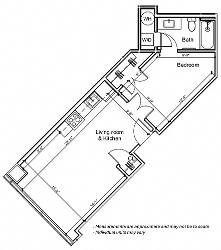Floor plan 1BR 1G