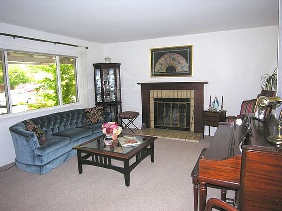 Living room with bay window.