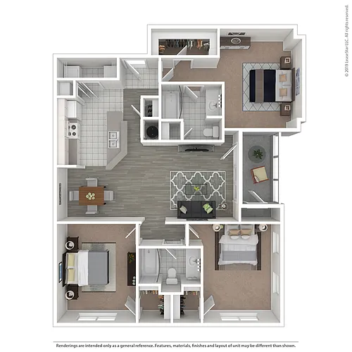 Floor plan C1 Oleander - Three Bedroom, Two Bathroom