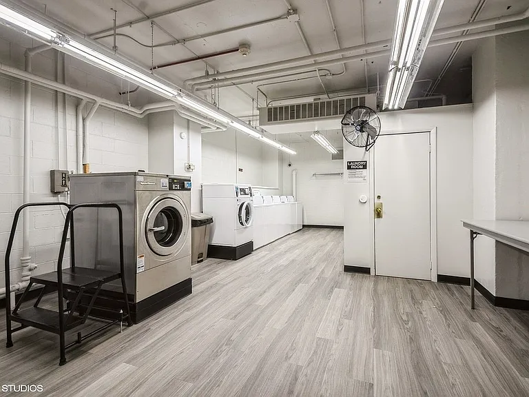 Spacious building laundry room.