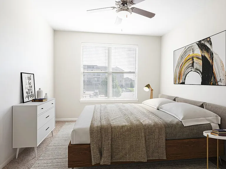 Bedroom with carpet