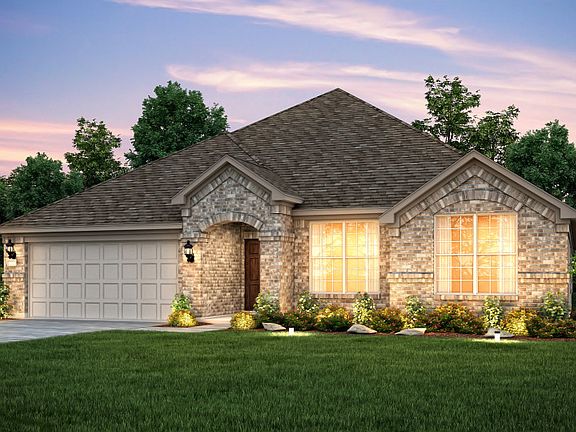 The Dunlay, a one-story home with 2-Car Garage, shown with Home Exterior B