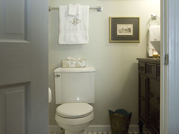 Master Bath with custom antique sink cabinet