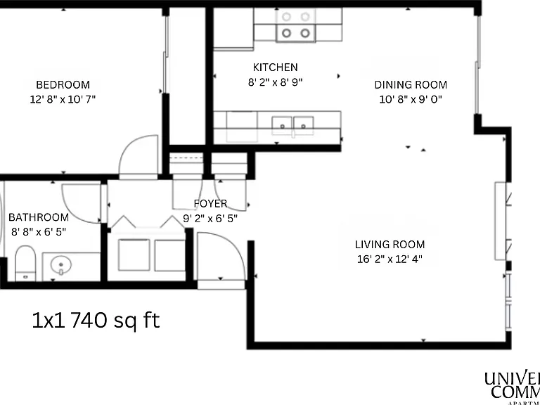 1x1 l 740 sq ft l University Commons 1x1 l 740 sq ft l University Commons