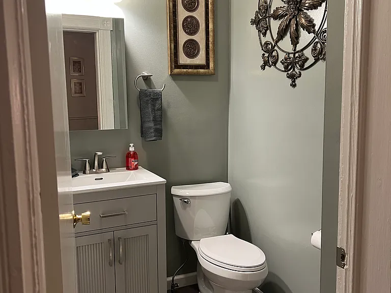 Newly updated bathroom, just off the bedroom