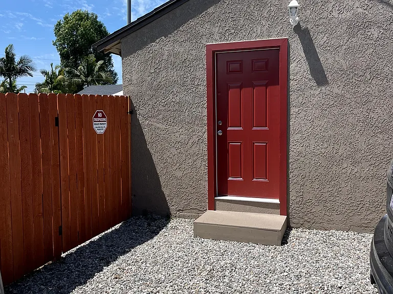 ADU entry to the left side of the house