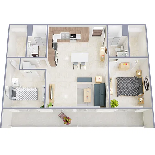 Floor plan 2 Bedroom, 2 Bathroom