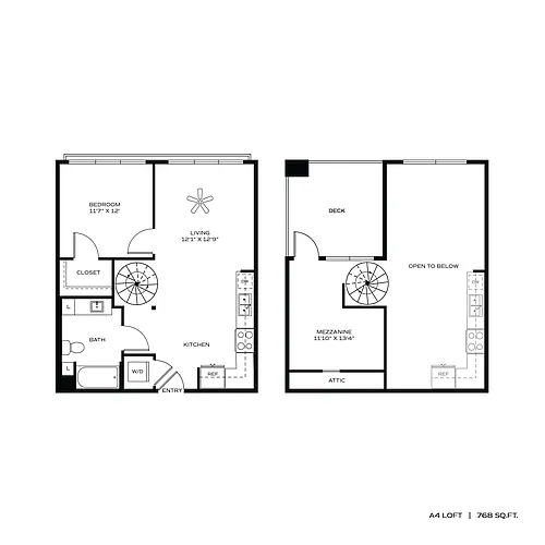 Floor plan 1BR/1BA A4 LOFT