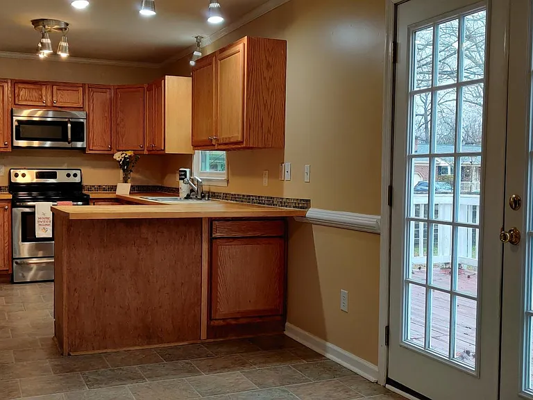kitchen and french door to backyard