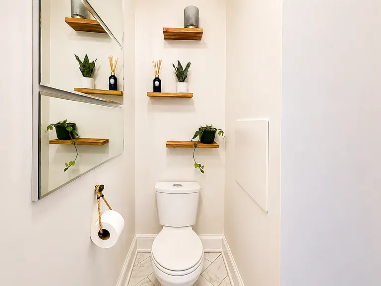 Half-bath with sliding door