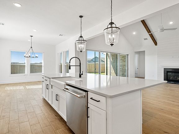 Kitchen with pendant lights
