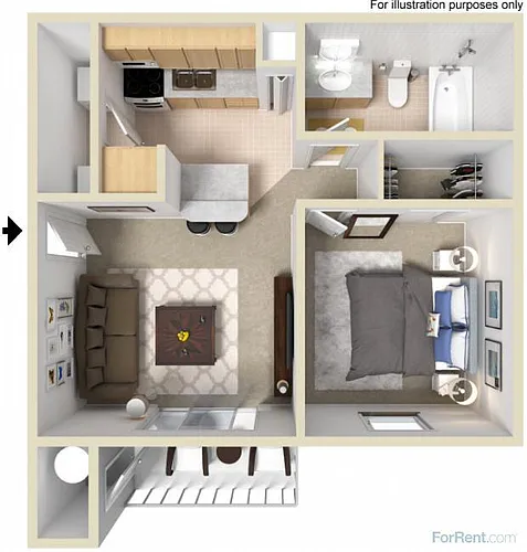 Floor plan 1 Bedroom 1 Bath