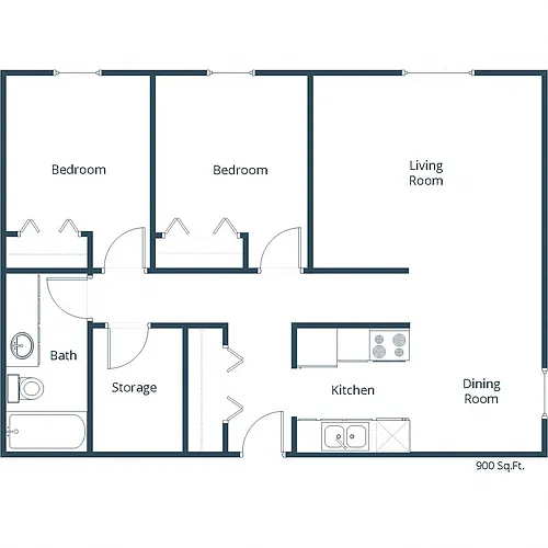 Floor plan Two Bedroom 21A