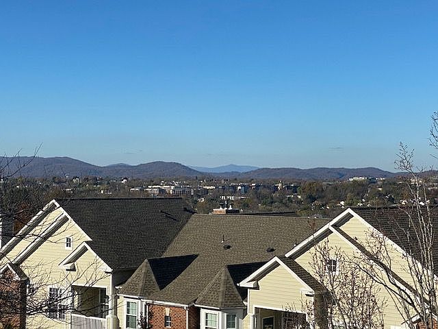Mountain views over Charlottesville from the living room.