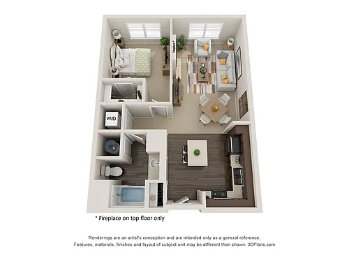Floor plan A1: 1 Bed 1 Bath