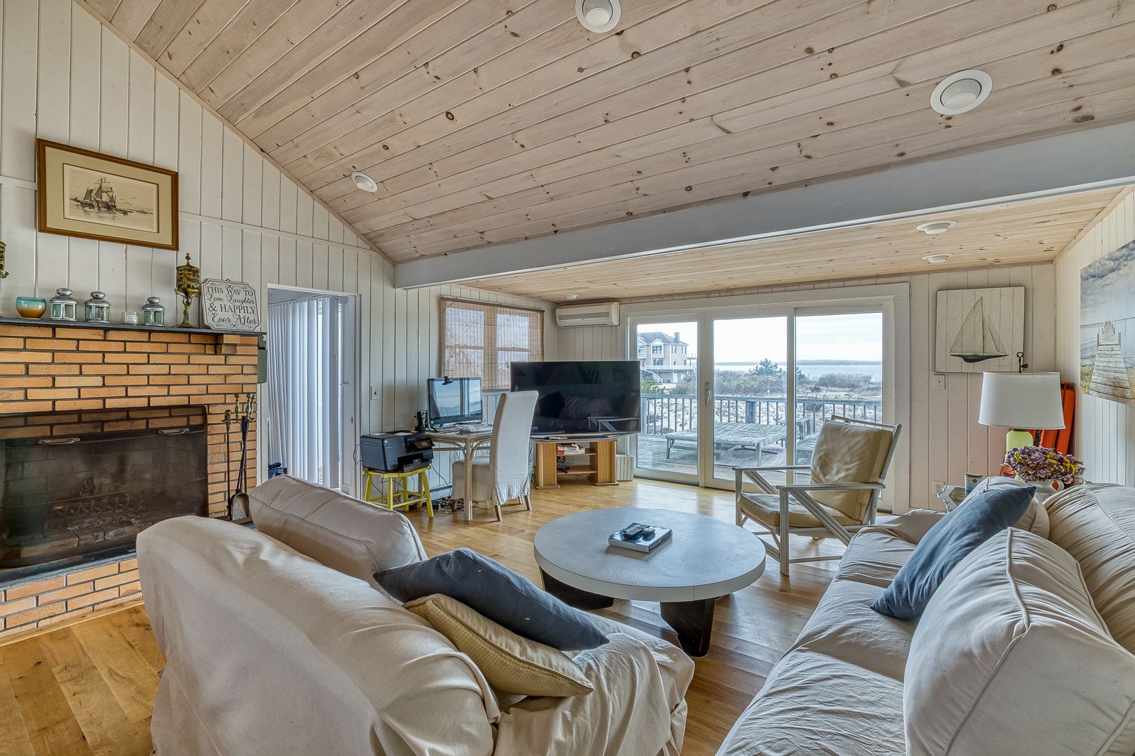  Water Views from Living Room with Wood Burning Fireplace