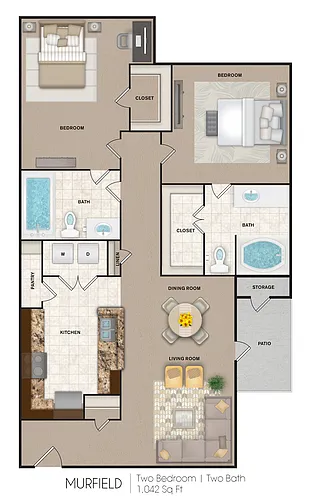 Floor plan Murfield (2 Bed, 2 Bath)