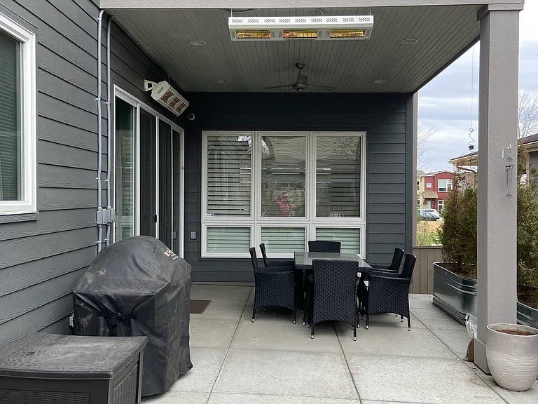 Installed heaters over patio to keep you warm on cold nights!