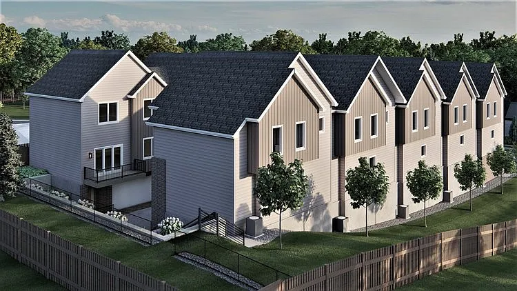 Modern rendering for Lyric Townhomes.