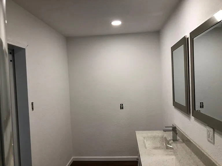 A lot of storage room available in master bathroom