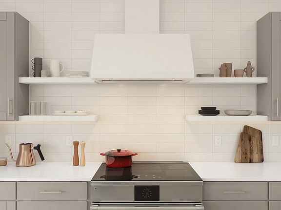 Kitchen with floating shelves