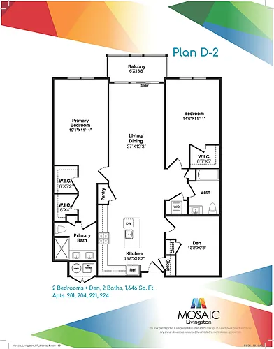 Floor plan Two Bedroom Two Bath Plus Den (D-2)