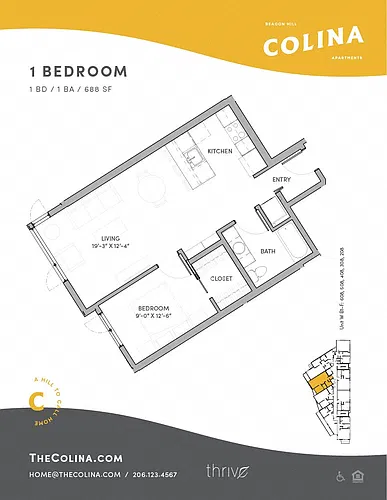 Floor plan 1x1 - B1-F West