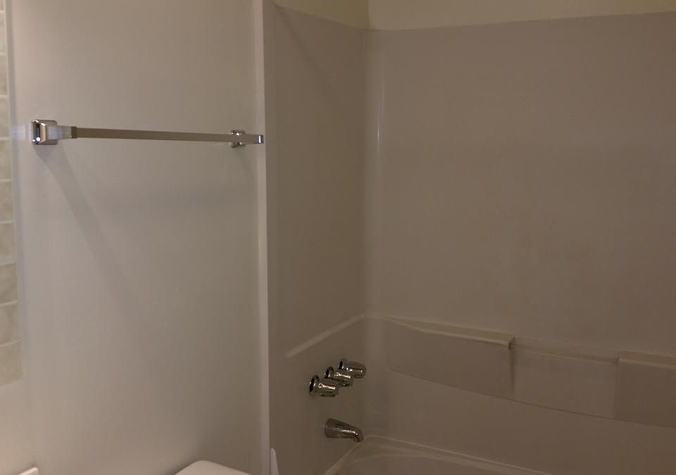 Tub and shower area of the bathroom