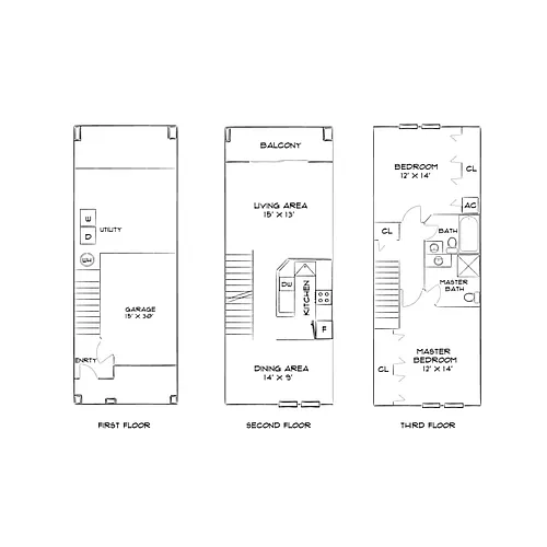 Floor plan Design 2B20 Townhome Premier